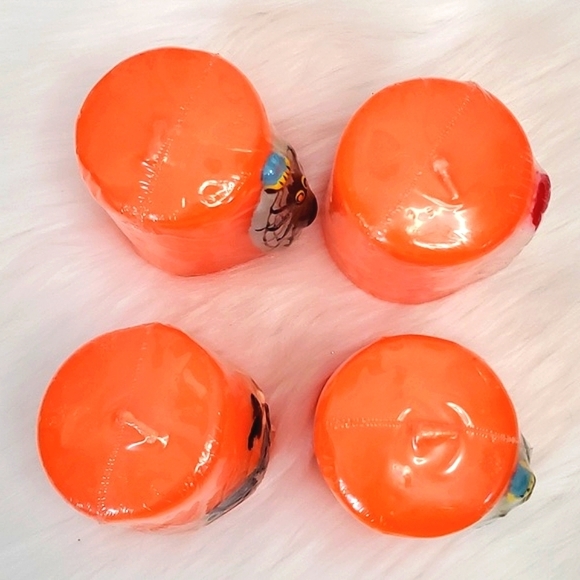 🆕️Vintage 90s 3D Textured Character Orange Halloween Wax Candles Set of Four 2" - Picture 11 of 14